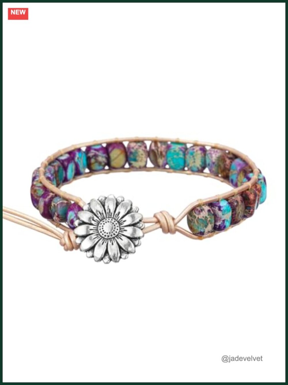 Boho Handmade Natural Stone Crystal Leather Wrap Bracelet